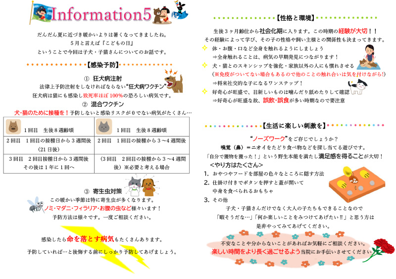 今月のインフォメーション